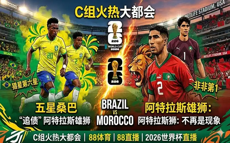 2026世界杯C组前瞻:巴西vs摩洛哥比分预测,桑巴军团誓报一箭之仇