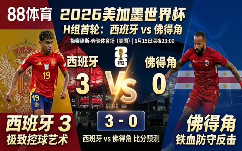 2026世界杯H组前瞻:西班牙vs佛得角比分预测,斗牛士军团迎战大黑马