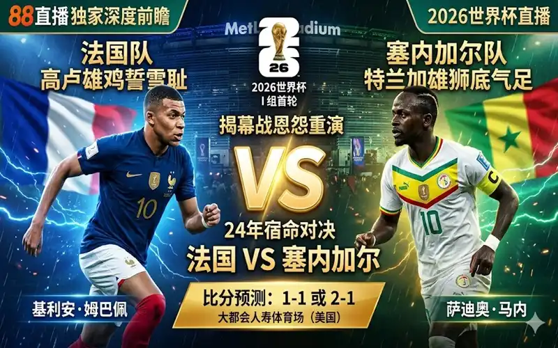 2026世界杯I组前瞻：法国vs塞内加尔比分预测，24年宿命对决！